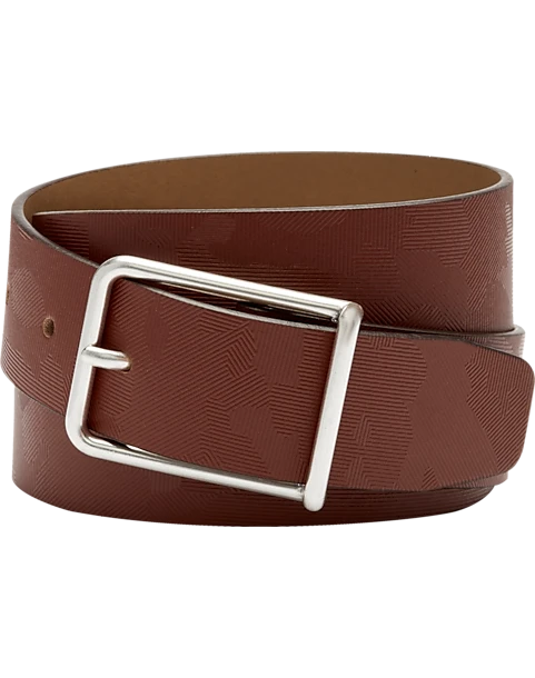 Joseph Abboud Leather Casual Belt, Cognac Abstract Geo