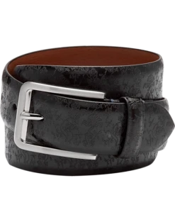 Joseph Abboud Leather Casual Belt, Black Floral