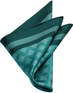 Joseph Abboud Pocket Square, Green Medallion