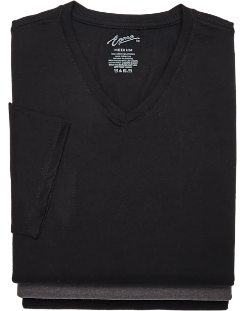 Egara Slim Fit V-Neck T-Shirt, 3-Pack, Black & Gray