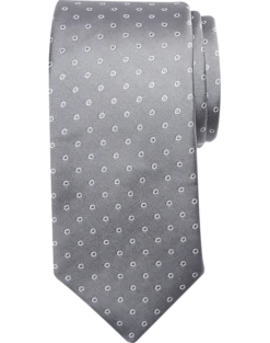 Michael Strahan Narrow Tie, Silver Stylized Dot
