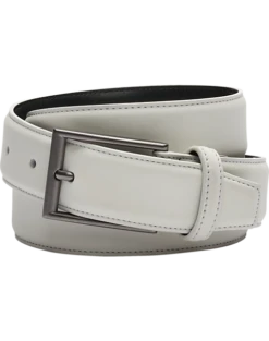 Egara Feather Edge 32mm Faux Leather Belt, White