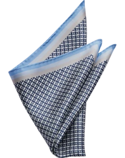 Pronto Uomo Pocket Square, Blue Check