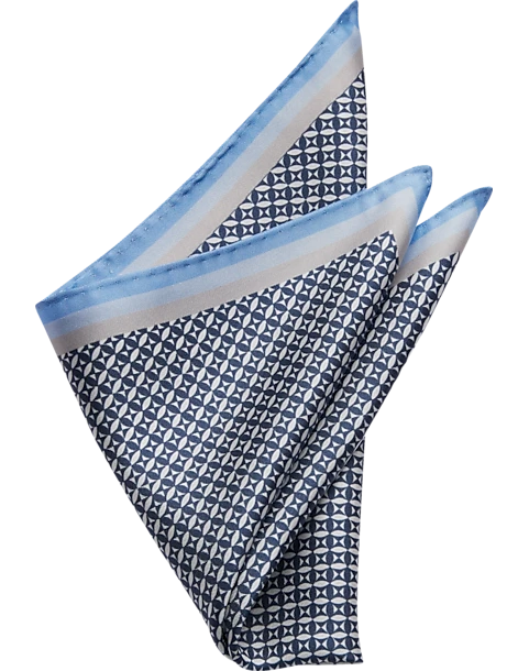 Pronto Uomo Pocket Square, Blue Check