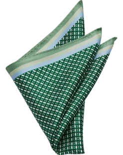Pronto Uomo Pocket Square, Green Check