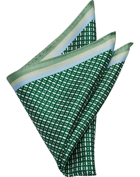 Pronto Uomo Pocket Square, Green Check