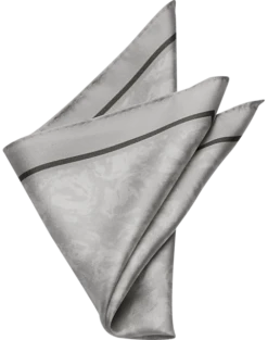 Joseph Abboud Pocket Square, Silver Abstract Swirls