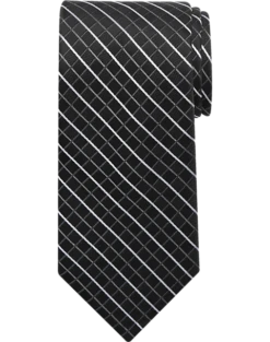 Pronto Uomo Narrow Tie, Black Plaid