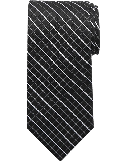 Pronto Uomo Narrow Tie, Black Plaid