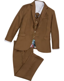 Peanut Butter Collection Slim Fit Toddlers Tuxedo, Brown